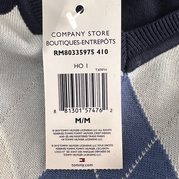 Tommy Hilfiger Women’s Navy Blue V-Neck Argyle Sweater Size M NWT - Picture 11 of 11